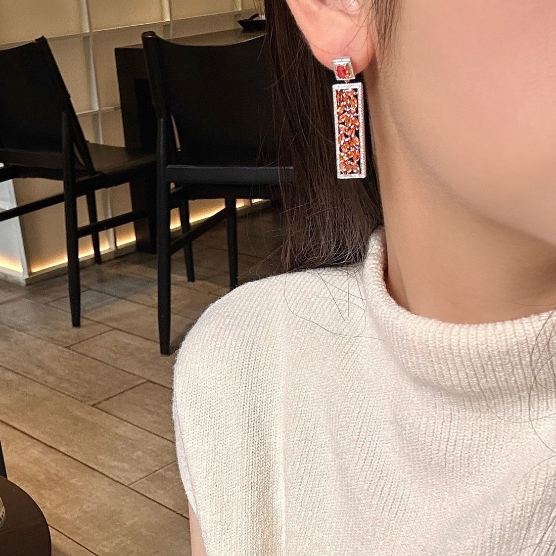14k Gold 4.74 Ctw Natural Padparadscha Sapphire & Padparadscha Sapphire Earrings - 2