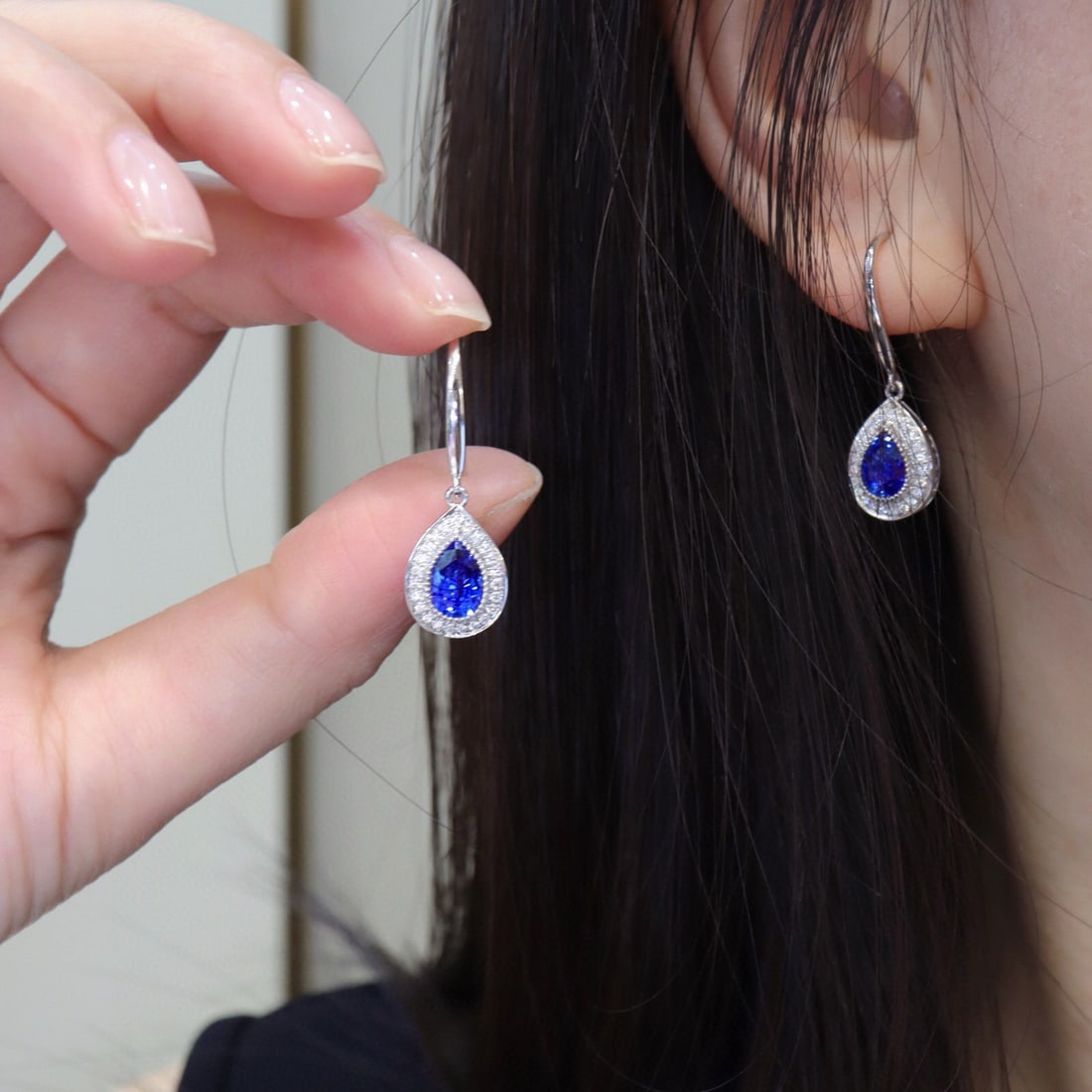 14k Gold 2.25 Ctw Natural Sapphire & Diamond Earrings - 4