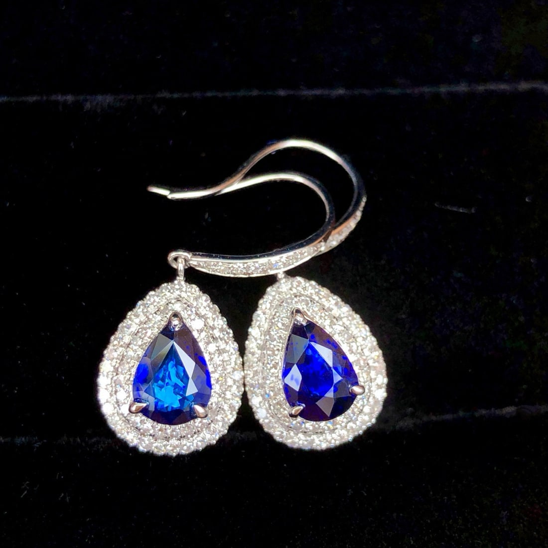 14k Gold 2.21 Ctw Natural Sapphire & Diamond Earrings - 2