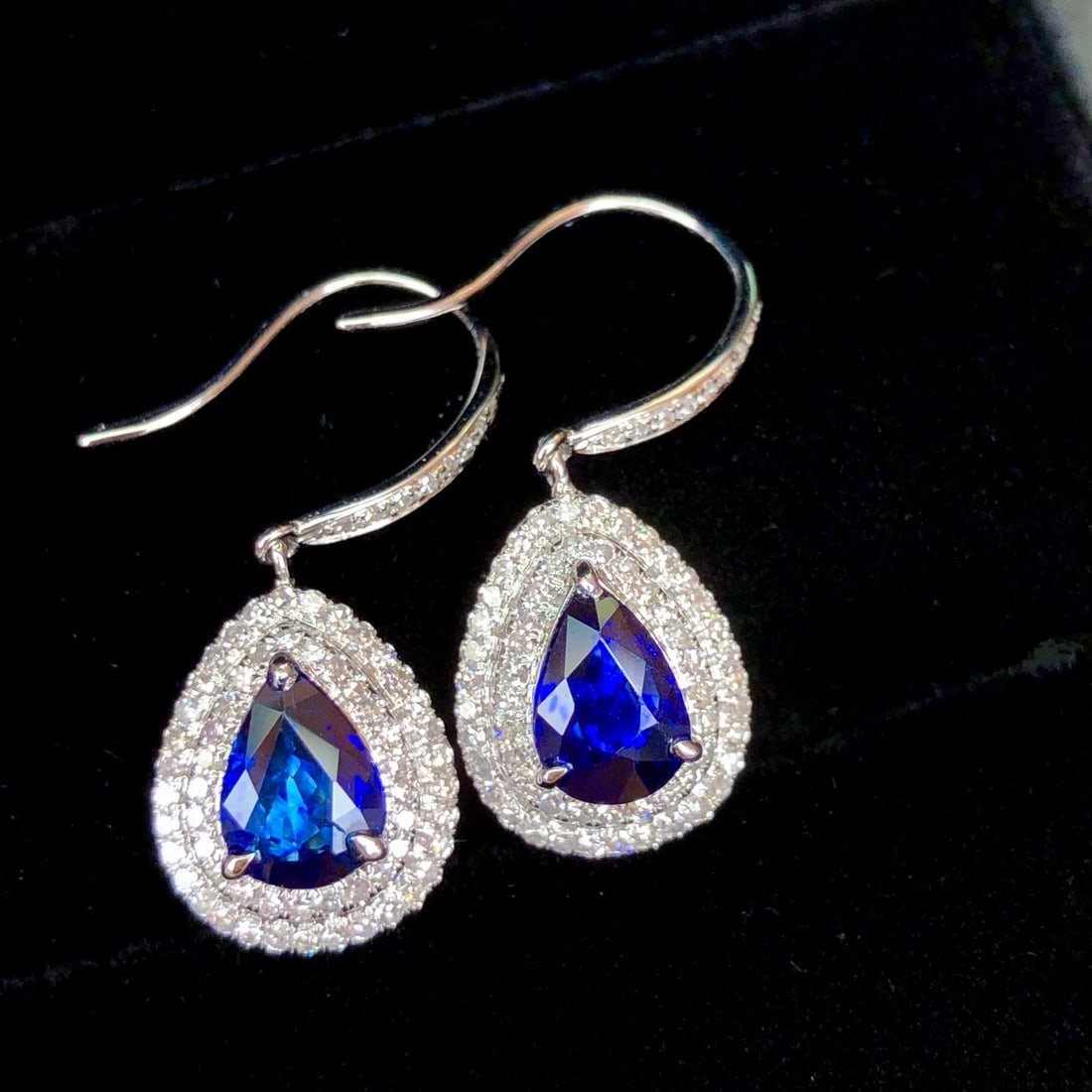 14k Gold 2.21 Ctw Natural Sapphire & Diamond Earrings - 3