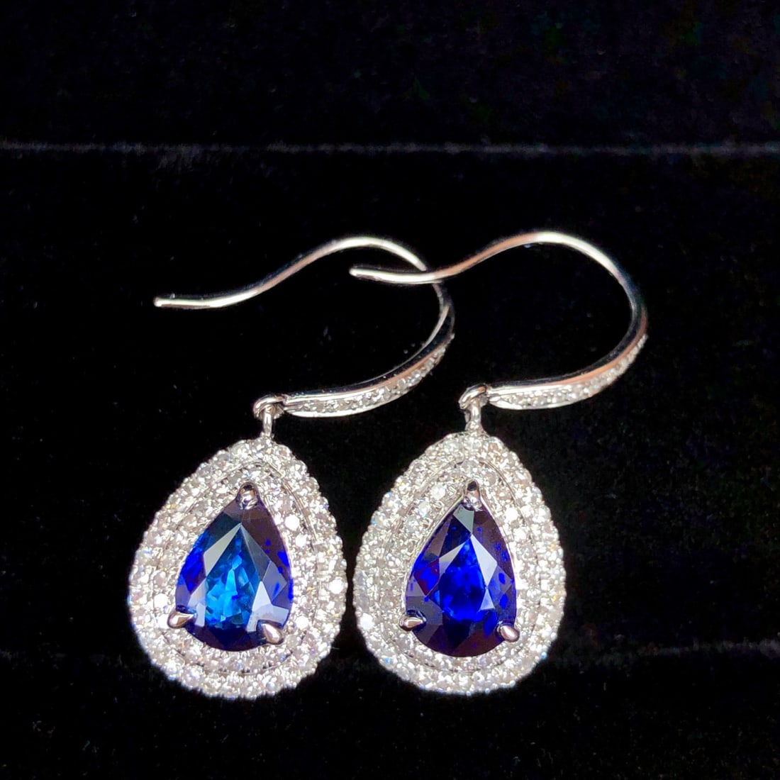14k Gold 2.21 Ctw Natural Sapphire & Diamond Earrings - 4