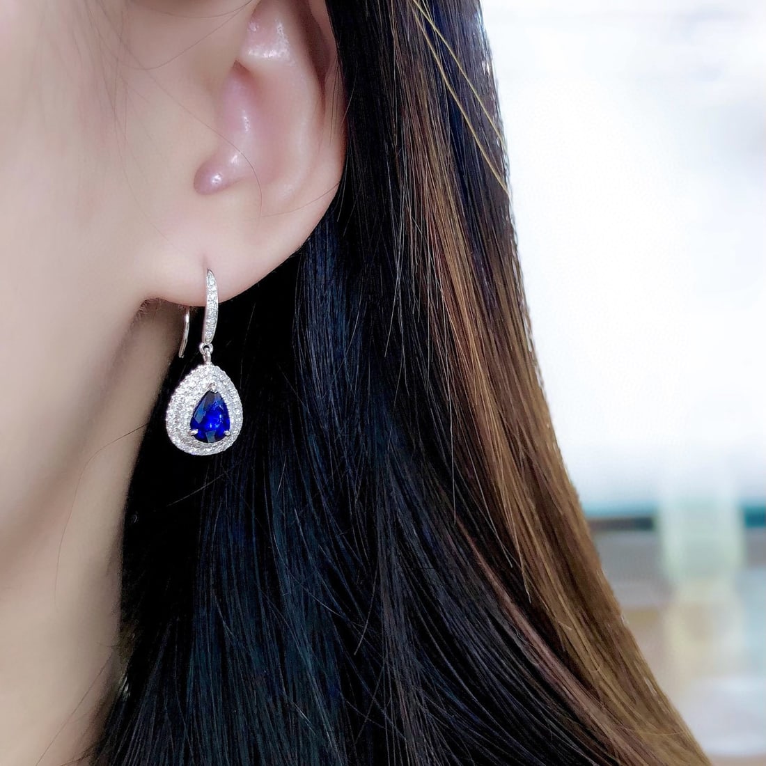 14k Gold 2.21 Ctw Natural Sapphire & Diamond Earrings - 5