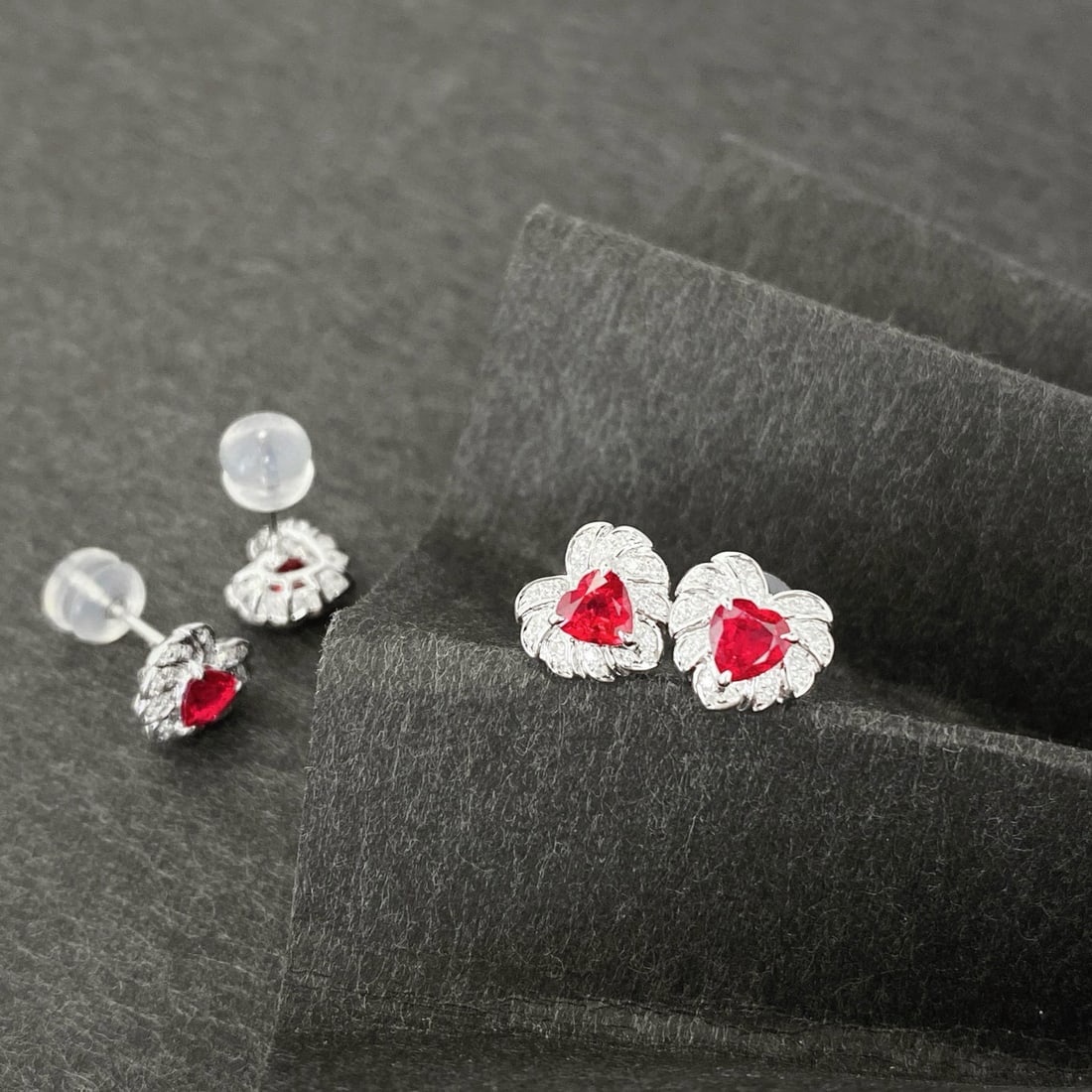 14k Gold 0.59 Ctw Natural Ruby & Diamond Earrings - 5