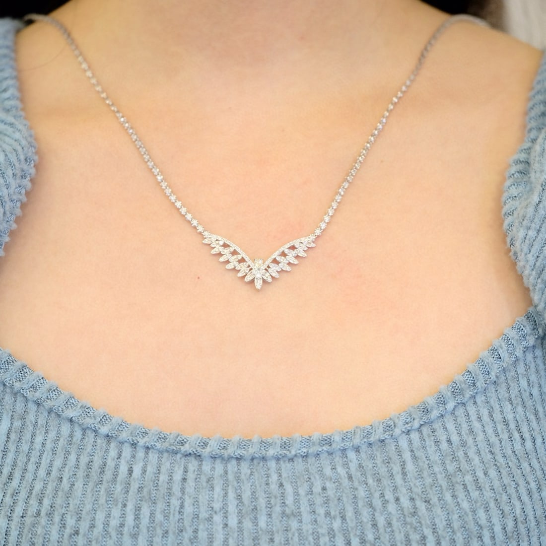 14k Gold 1.2 Ct Natural H Diamond Necklace - 3