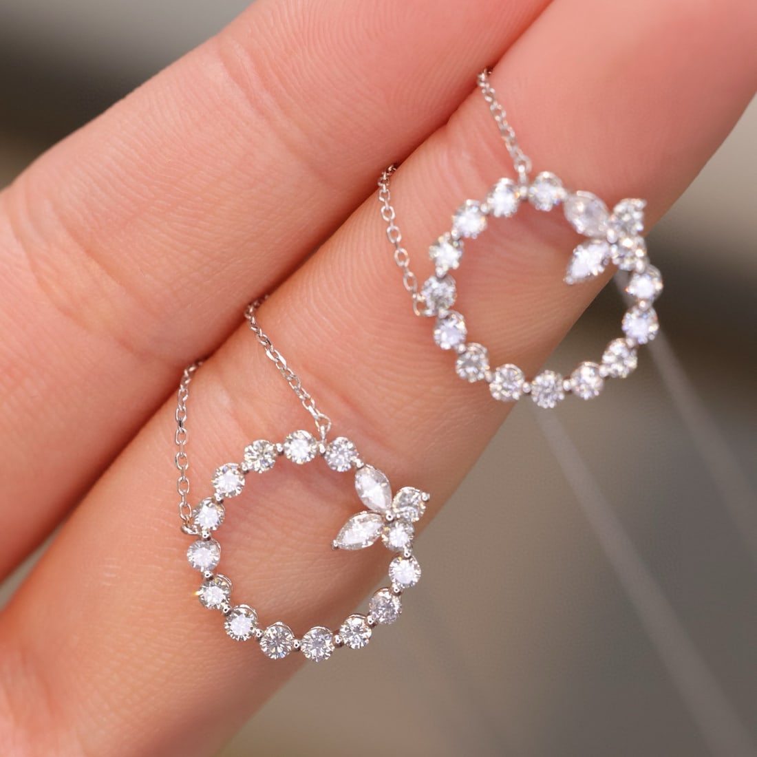 14k Gold 0.85 Ct Natural H Diamond Necklace - 3