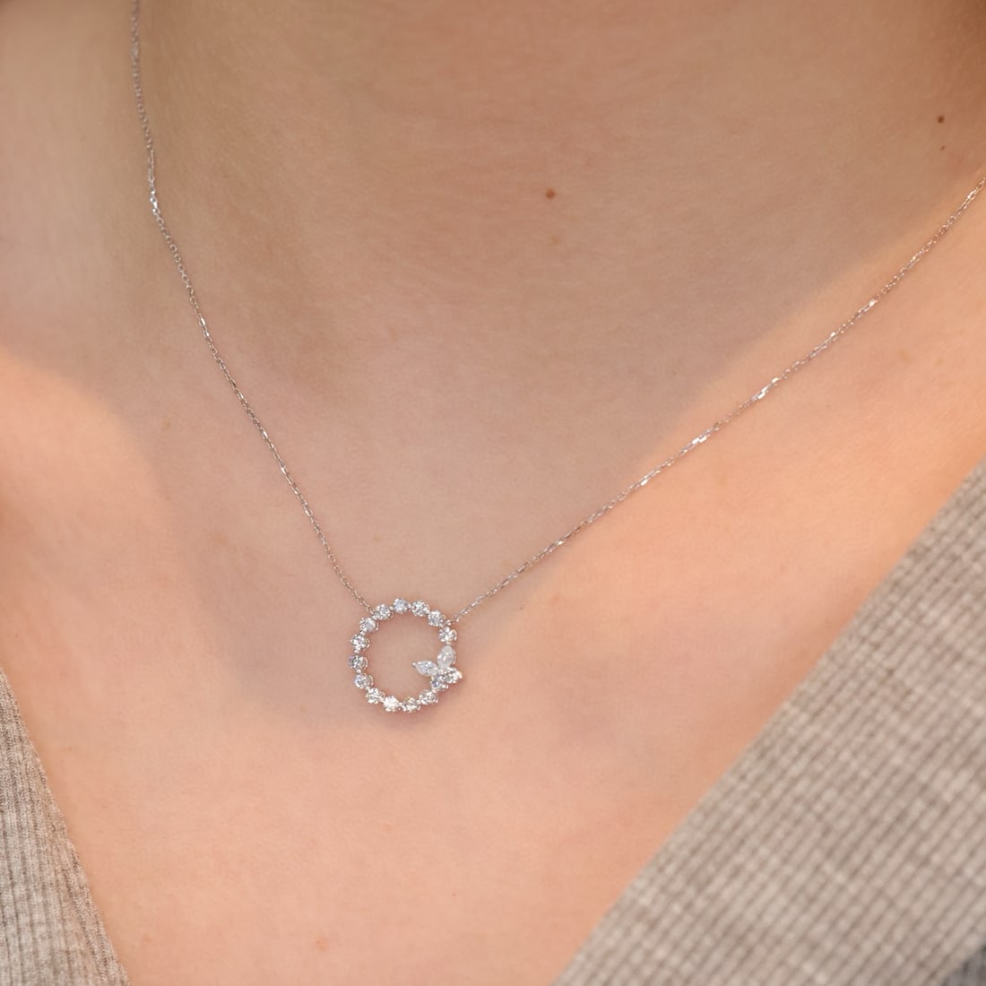 14k Gold 0.85 Ct Natural H Diamond Necklace - 4