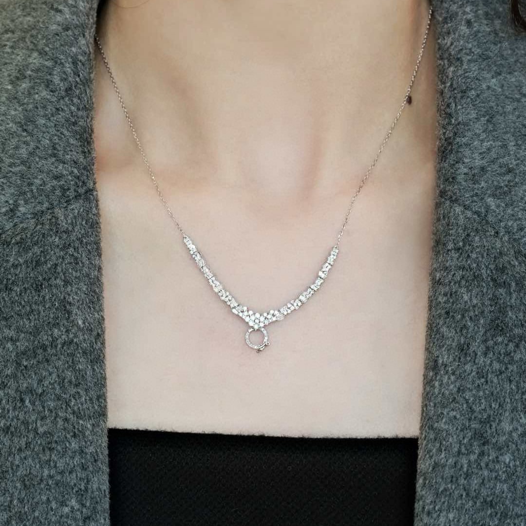 14k Gold 1.28 Ct Natural H Diamond Necklace - 5