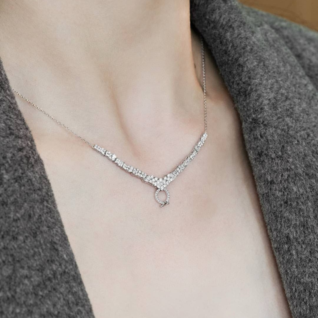 14k Gold 1.28 Ct Natural H Diamond Necklace - 6