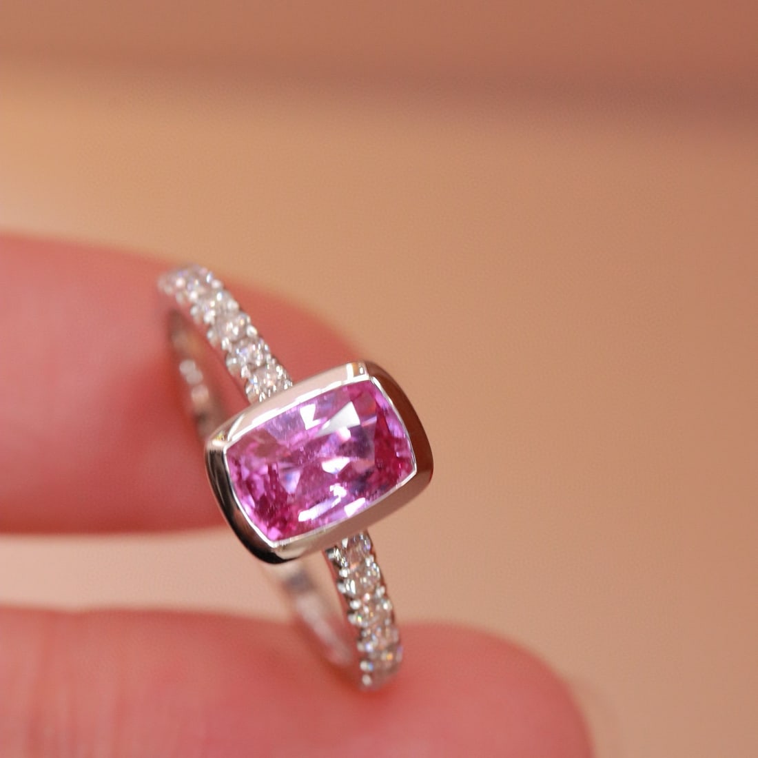 14k Gold 1.34 Ctw Natural Padparadscha Sapphire & Diamond Ring - 5