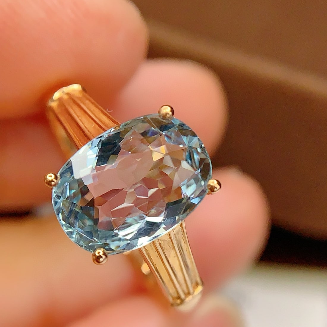 14k Gold 2.5 Ct Natural Aquamarine Ring - 3