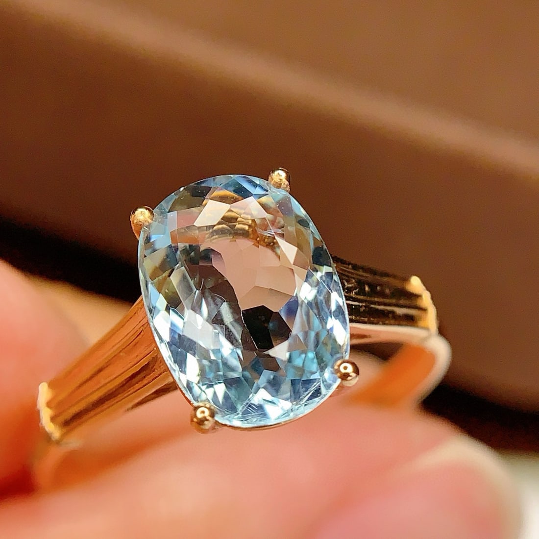 14k Gold 2.5 Ct Natural Aquamarine Ring - 4