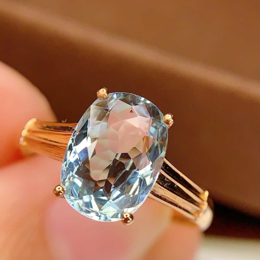 14k Gold 2.5 Ct Natural Aquamarine Ring - 5
