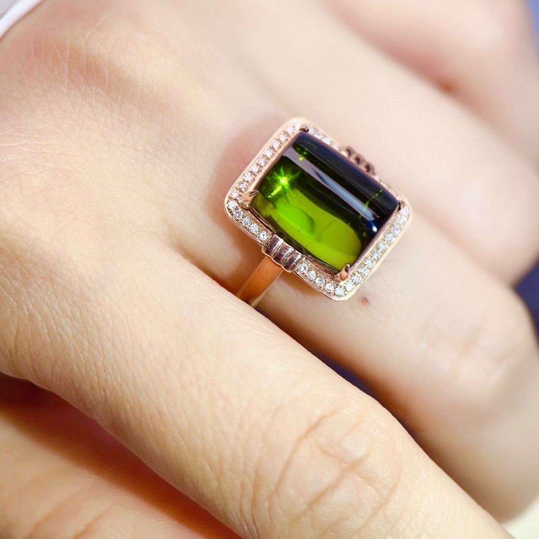 14k Gold 9.85 Ct Natural Tourmaline & Diamond Ring - 2