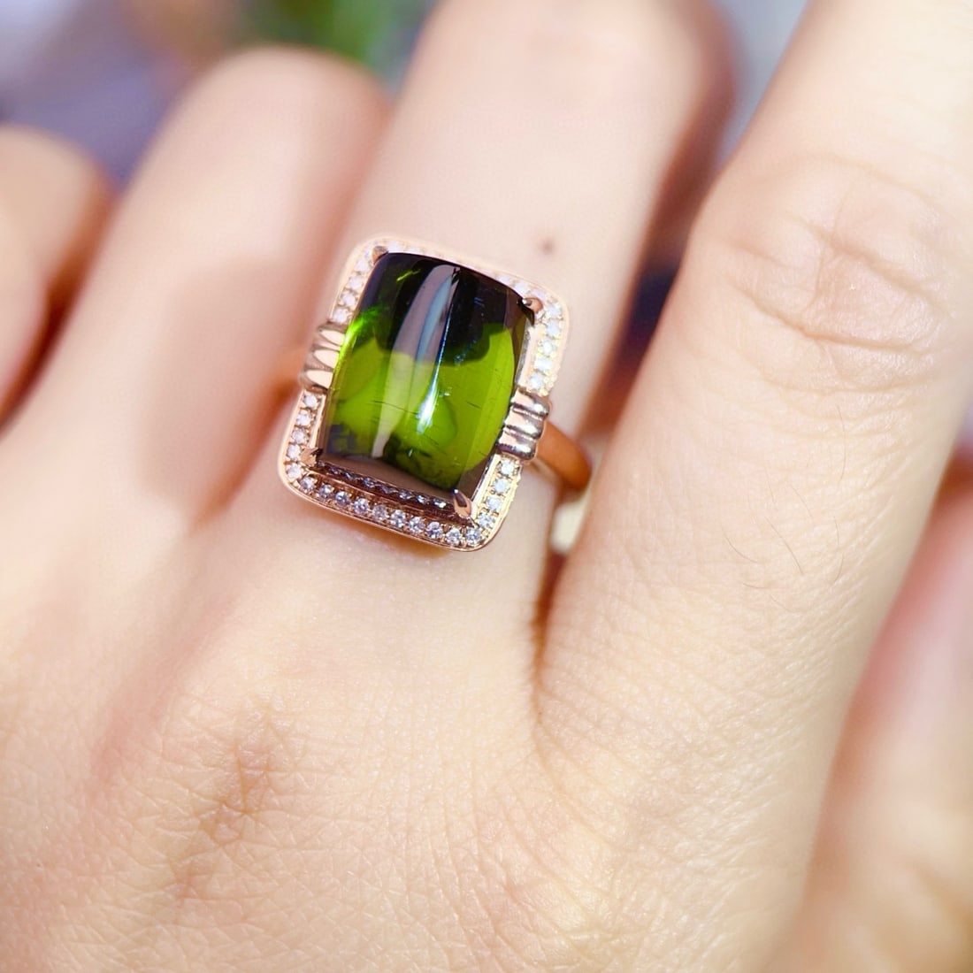 14k Gold 9.85 Ct Natural Tourmaline & Diamond Ring - 3