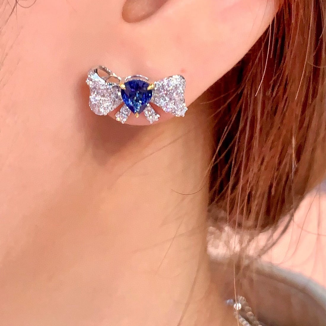 14k Gold 1.88 Ctw Natural Sapphire & Diamond Earrings - 2