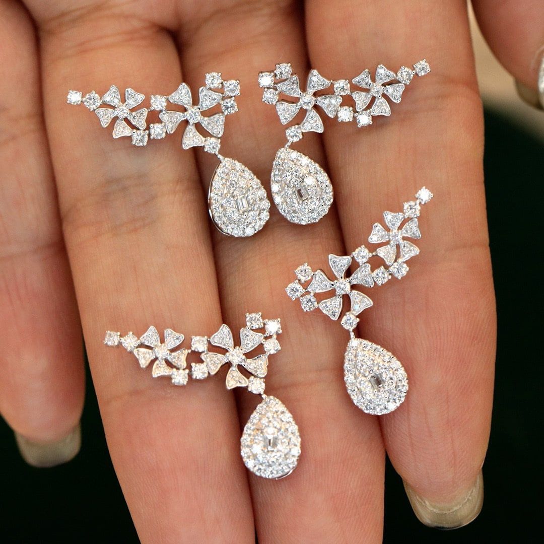 14k Gold 0.84 Ct Natural H Diamond Earrings - 6