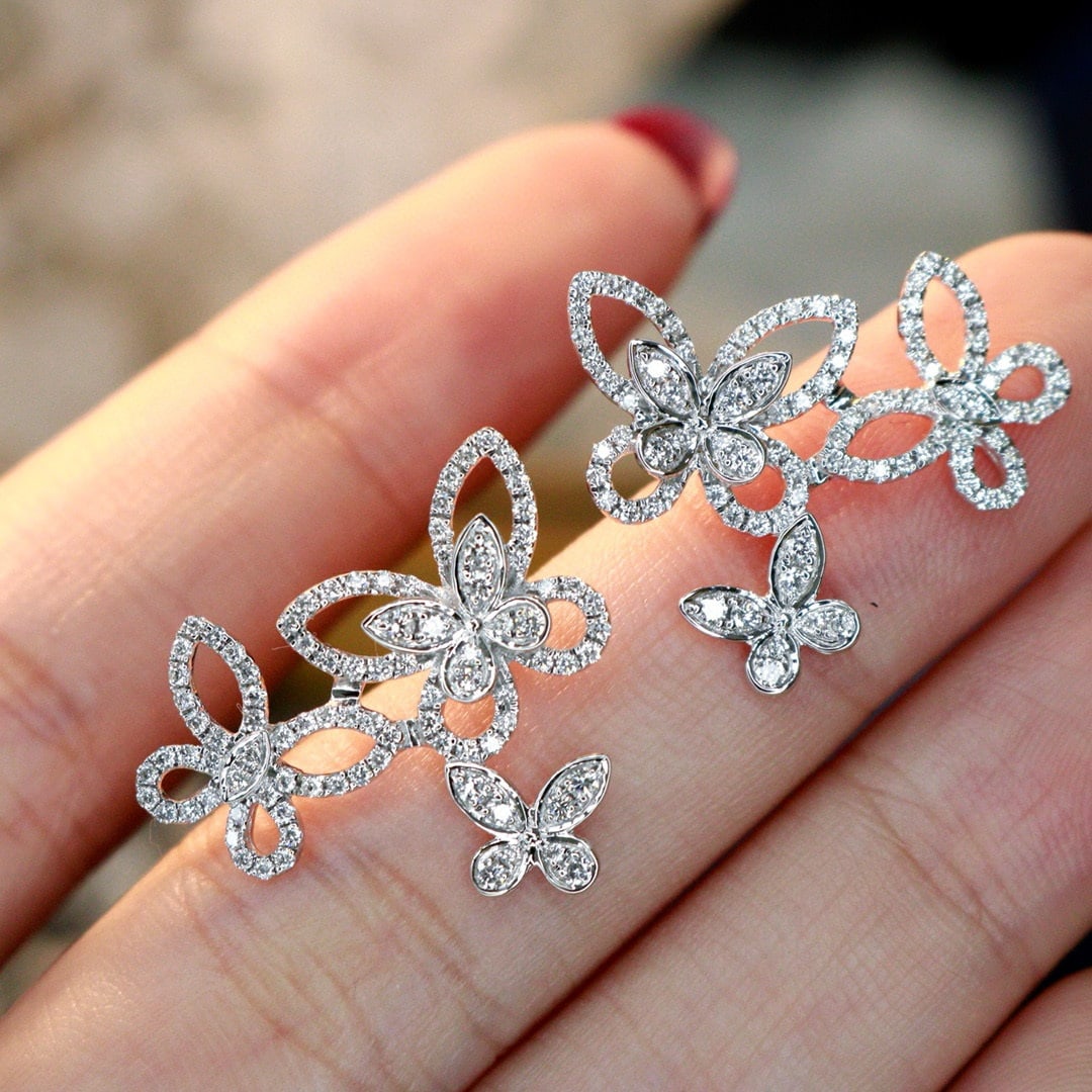 14k Gold 1.0 Ct Natural H Diamond Earrings - 5