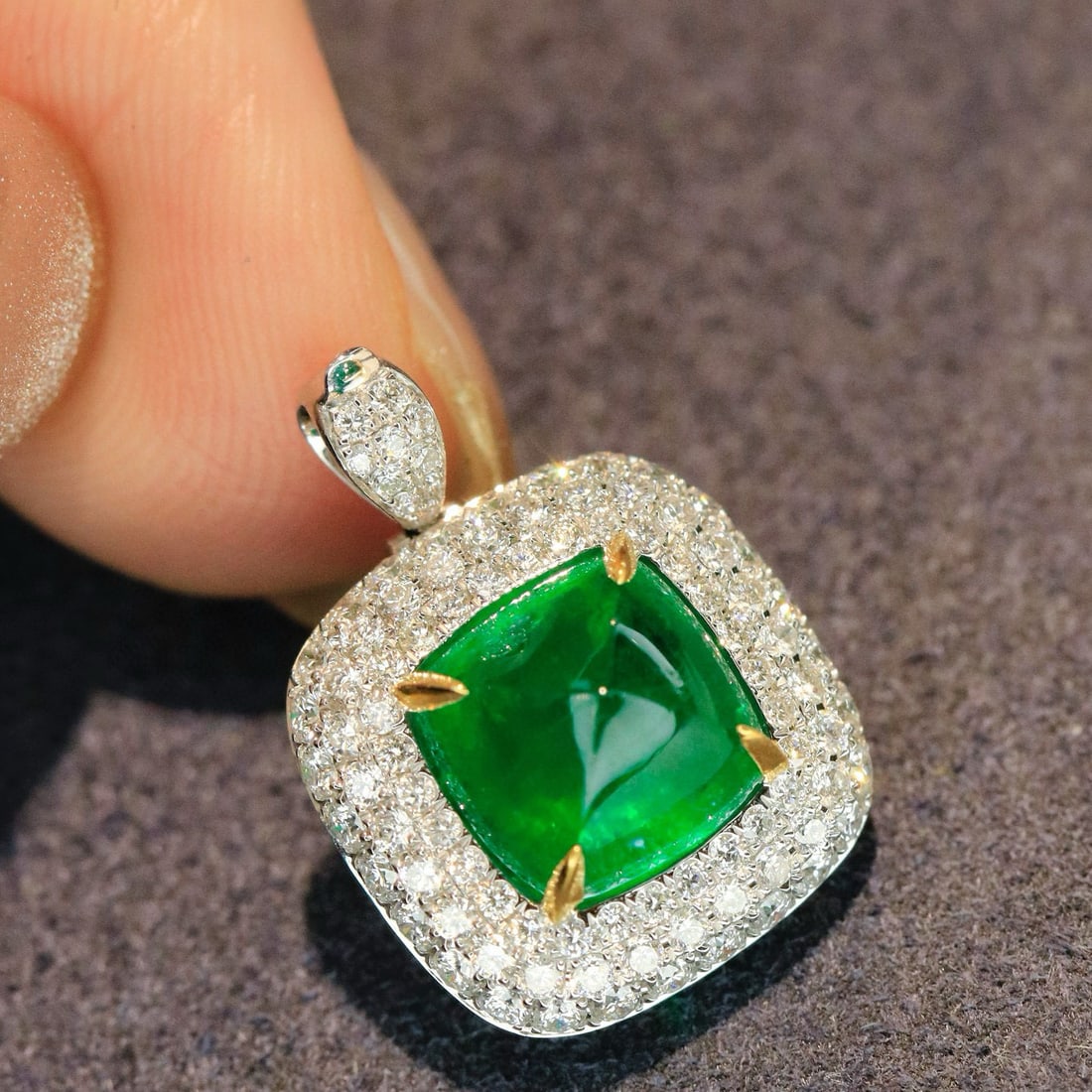 14k Gold 3.52 Ctw Vivid Green Natural Emerald & Diamond Ring/pendant( Without Chain ) - 3