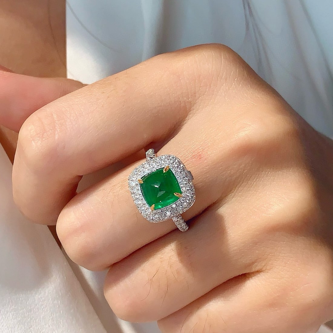 14k Gold 3.52 Ctw Vivid Green Natural Emerald & Diamond Ring/pendant( Without Chain ) - 5