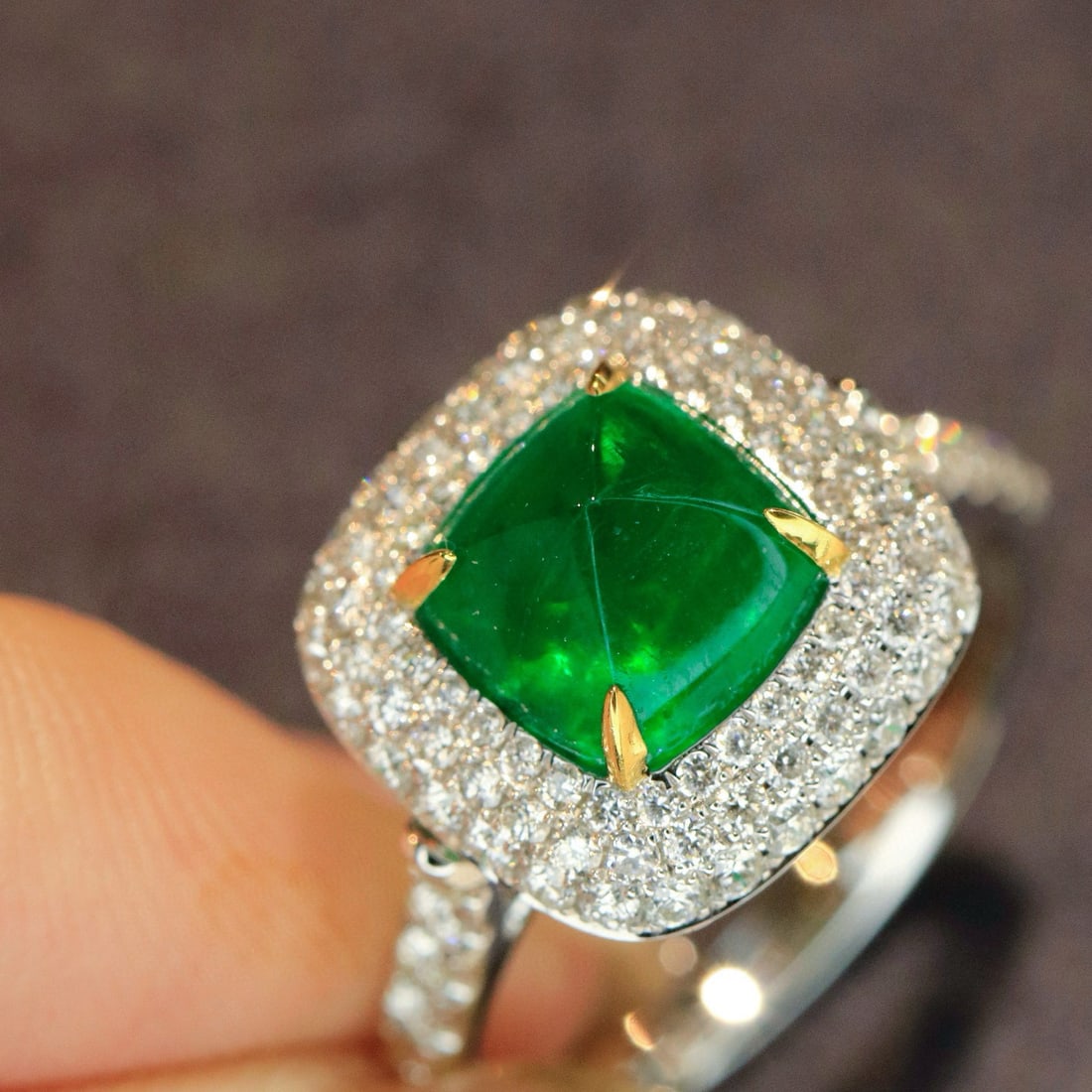 14k Gold 3.52 Ctw Vivid Green Natural Emerald & Diamond Ring/pendant( Without Chain ) - 8