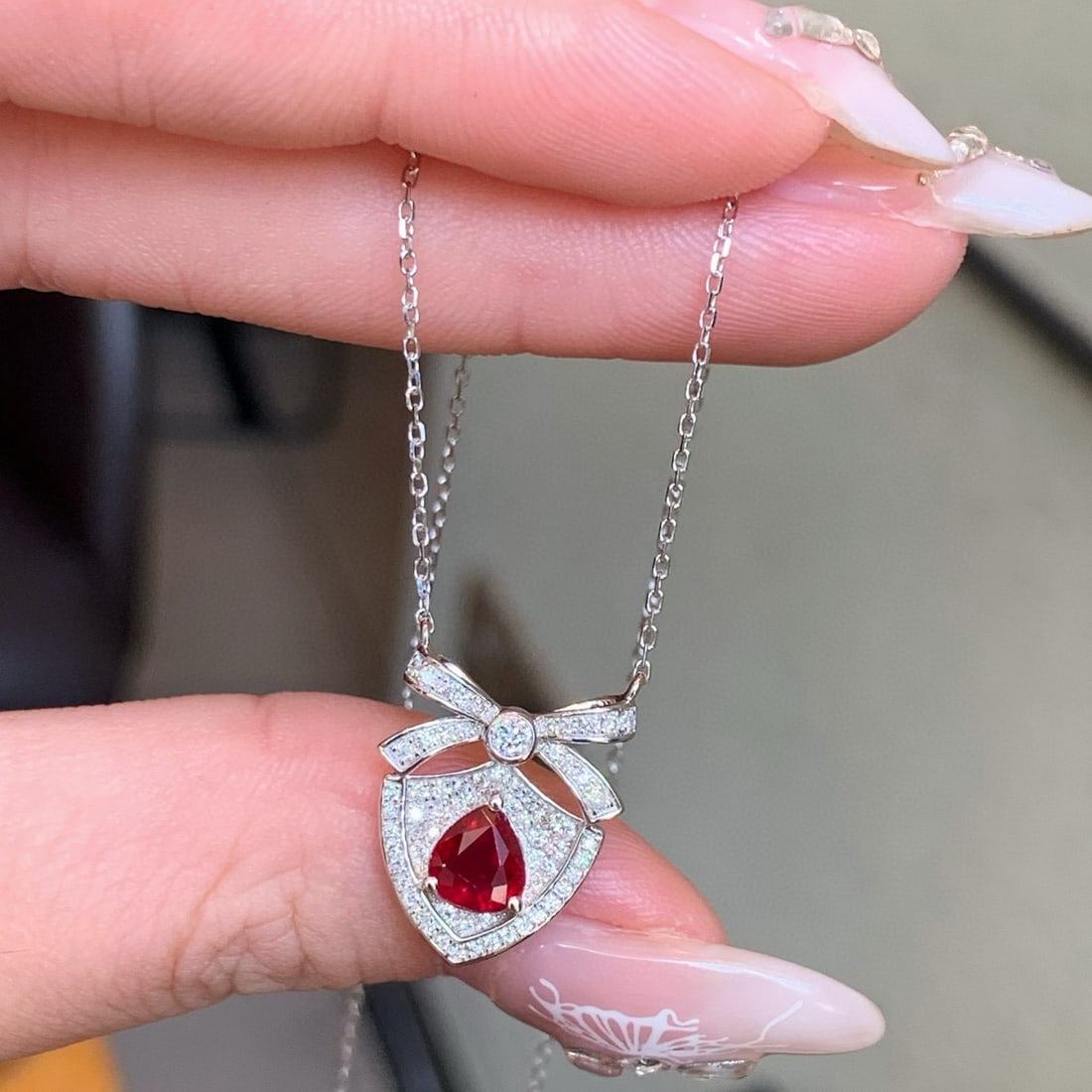 14k Gold 1.12 Ctw Natural Ruby & Diamond Necklace - 3
