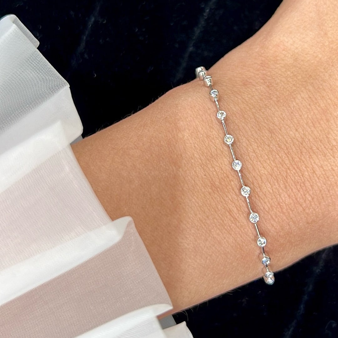 14k Gold 0.55 Ct Natural H Diamond Bracelet - 4