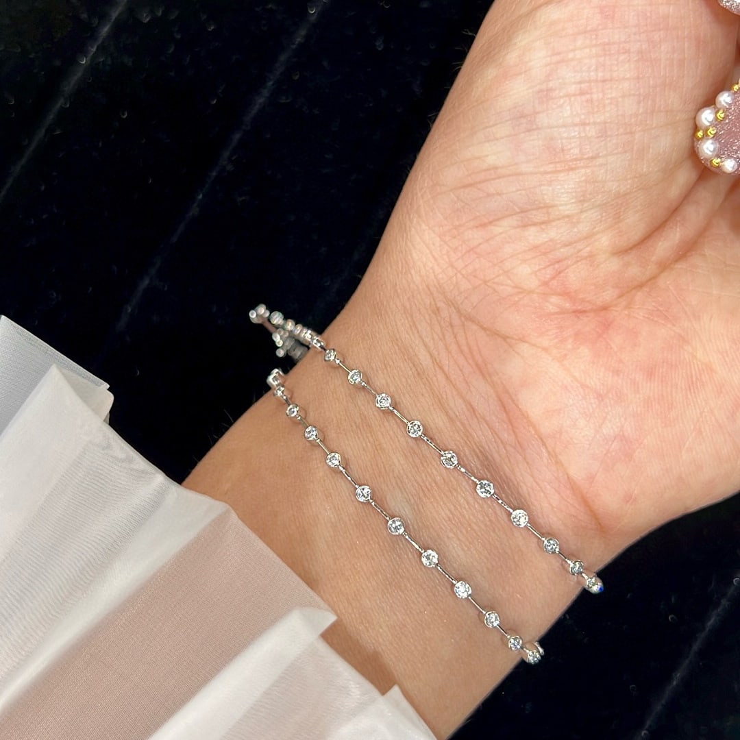 14k Gold 0.55 Ct Natural H Diamond Bracelet - 5