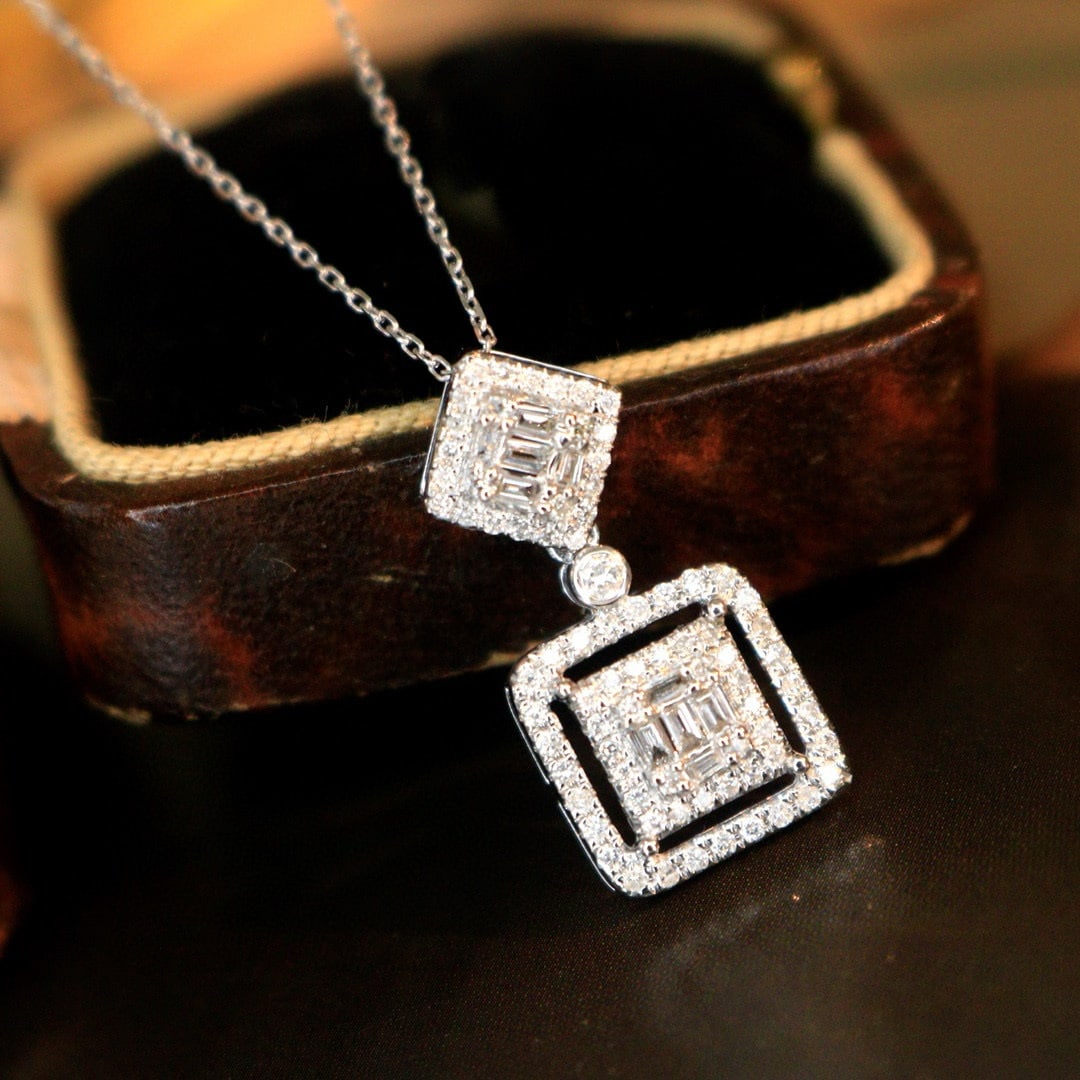 14k Gold 0.4 Ct Natural H Diamond Necklace - 2