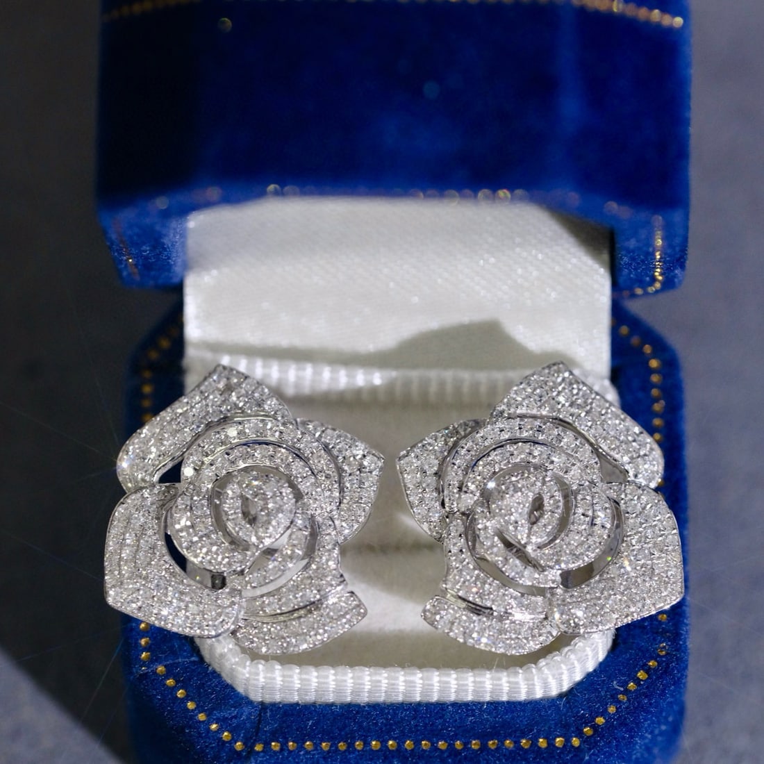 14k Gold 1.2 Ct Natural H Diamond & Flowers Earrings - 3