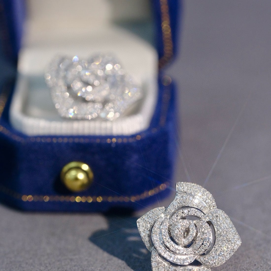 14k Gold 1.2 Ct Natural H Diamond & Flowers Earrings - 5