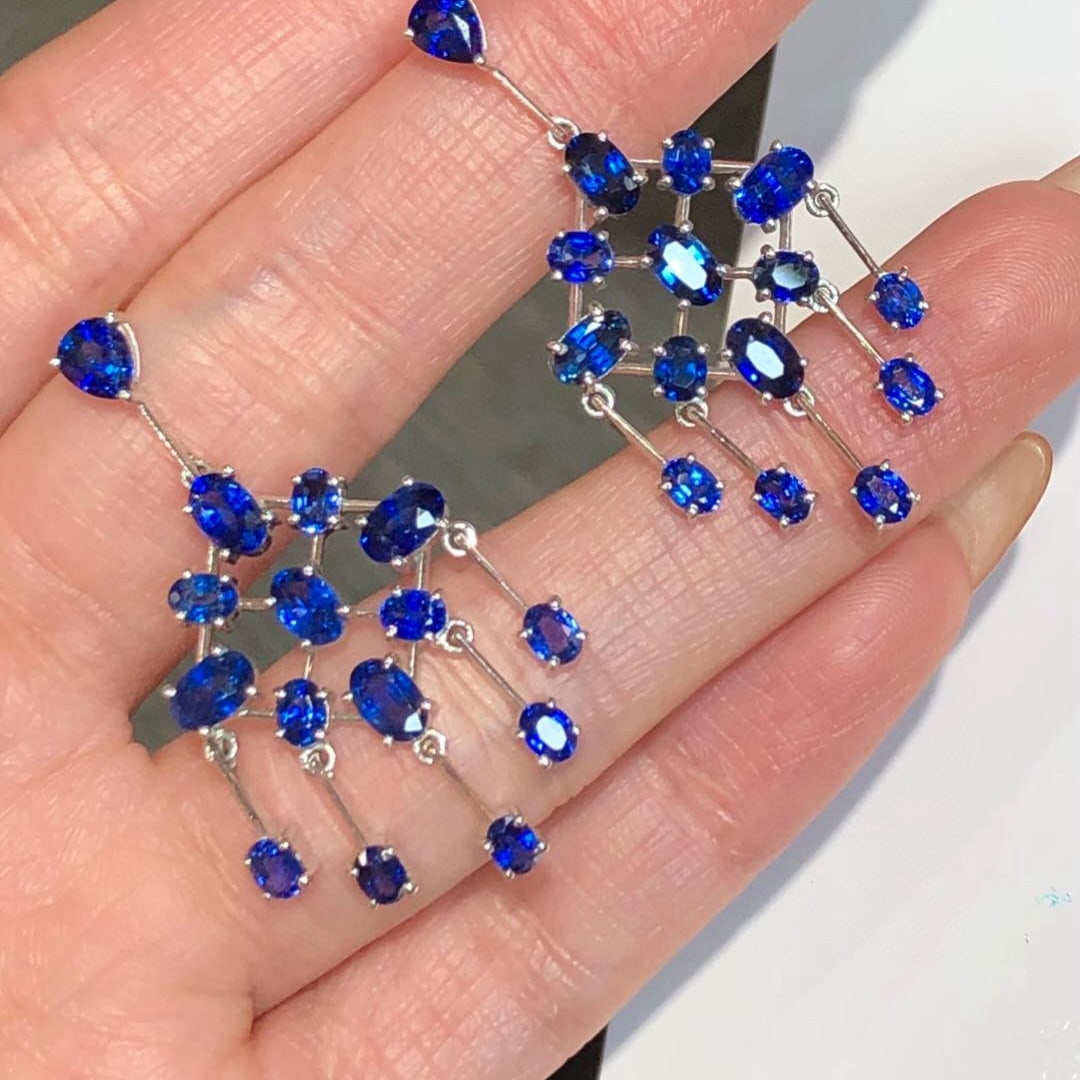 14k Gold 7.0 Ct Natural Sapphire Earrings - 3