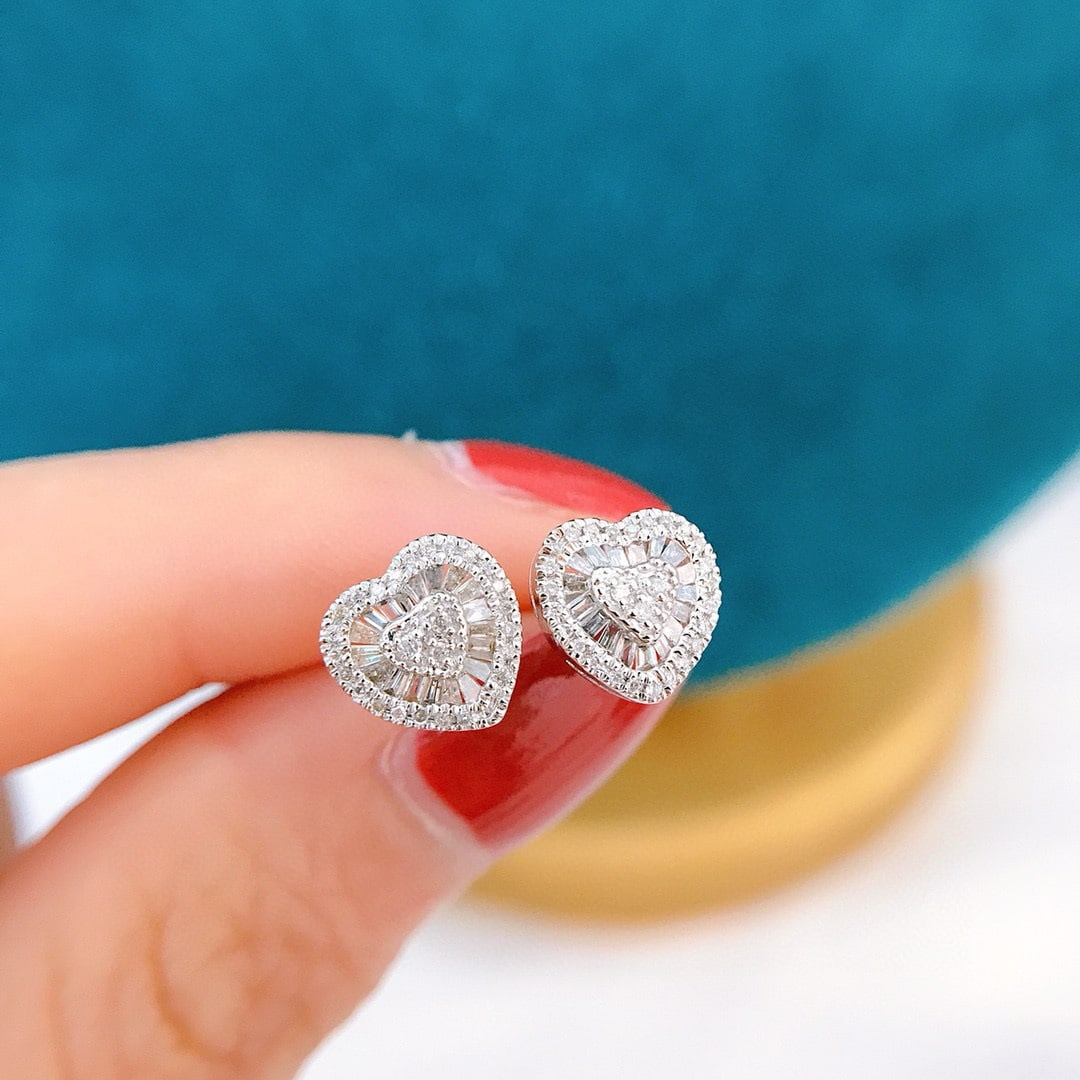14k Gold 0.3 Ct Natural H Diamond Earrings - 5