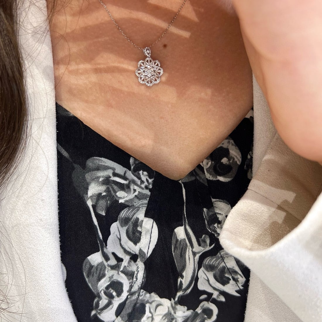 14k Gold 0.45 Ct Natural H Diamond Necklace - 3