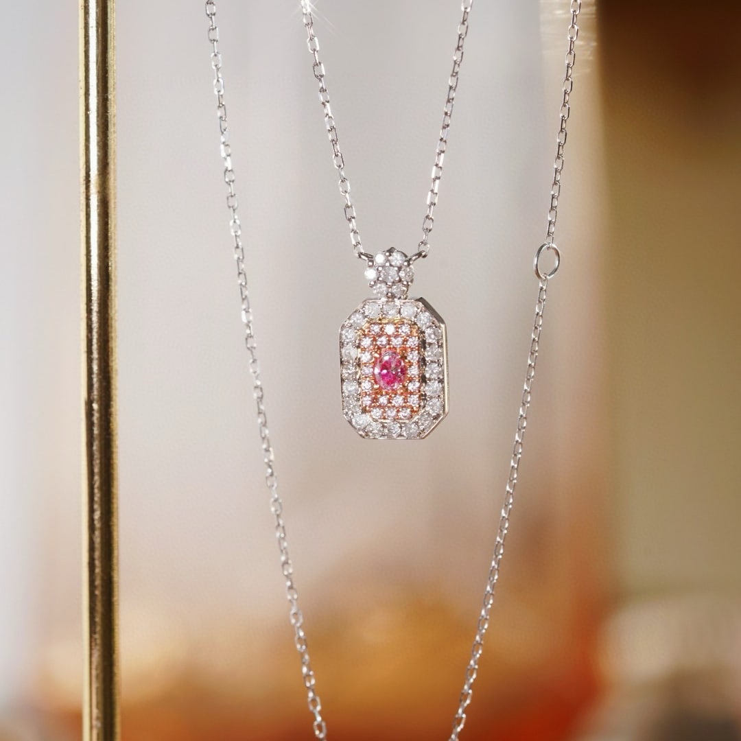 14k Gold 0.58 Ctw Natural Pink Diamond & Diamond Necklace - 2