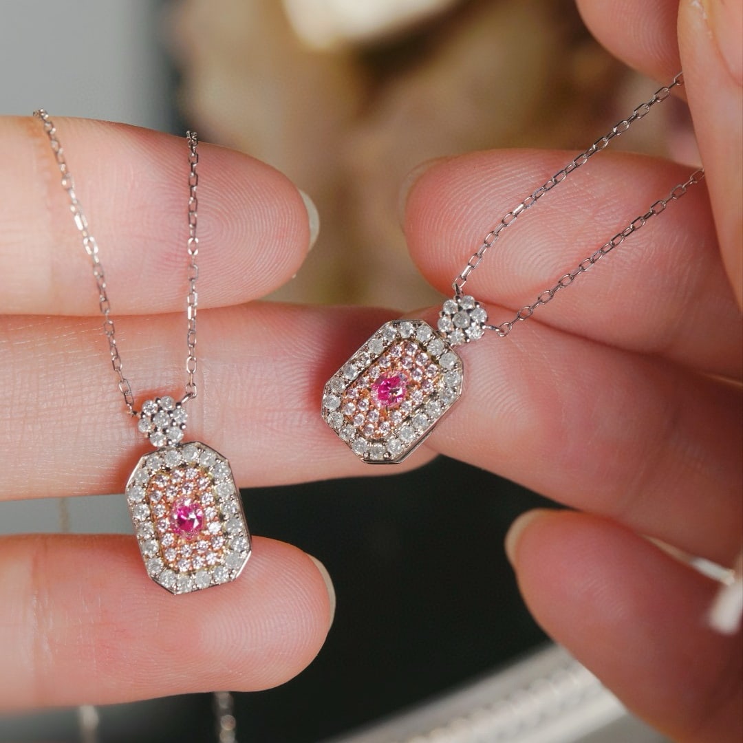 14k Gold 0.58 Ctw Natural Pink Diamond & Diamond Necklace - 5