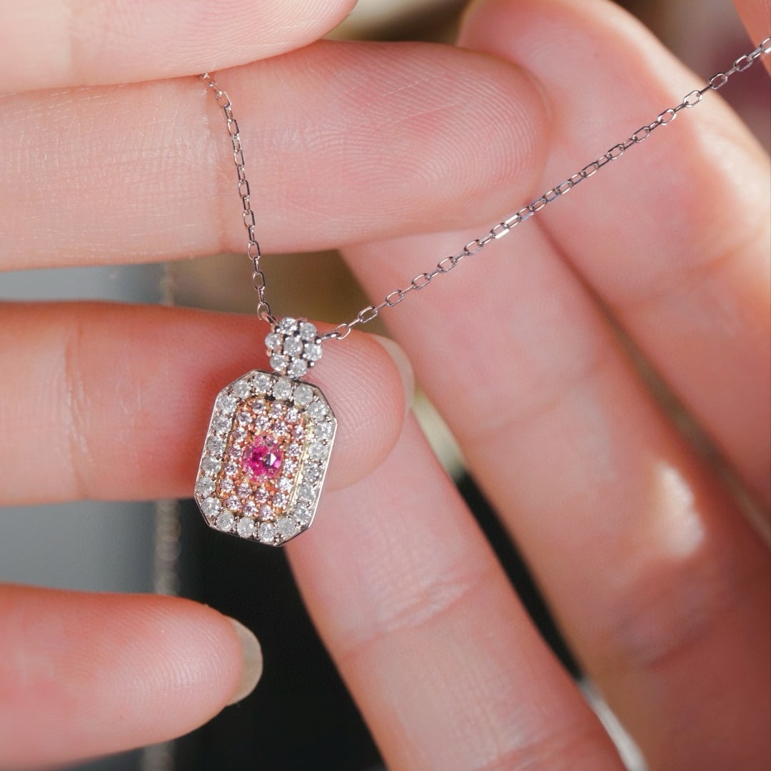 14k Gold 0.58 Ctw Natural Pink Diamond & Diamond Necklace - 6