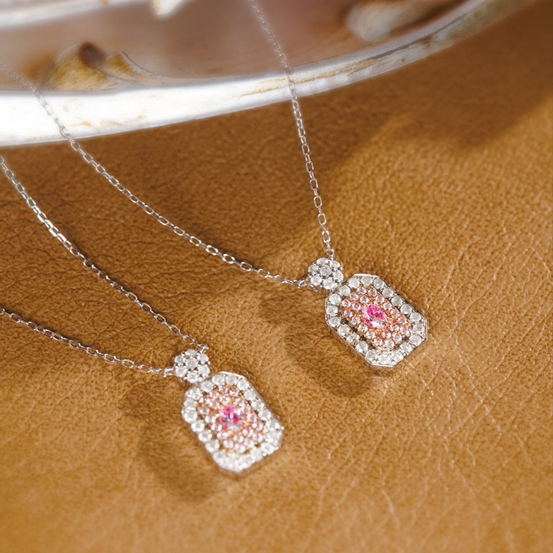 14k Gold 0.58 Ctw Natural Pink Diamond & Diamond Necklace - 7