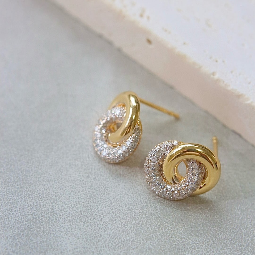 14k Gold 0.6 Ct Natural H Diamond Earrings - 6