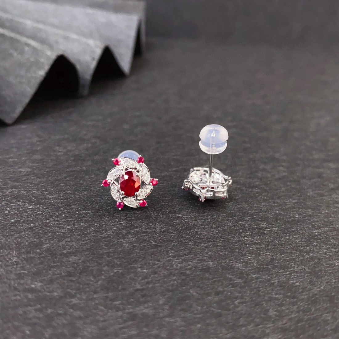 14k Gold 1.14 Ctw Natural Ruby & Diamond Earrings - 2