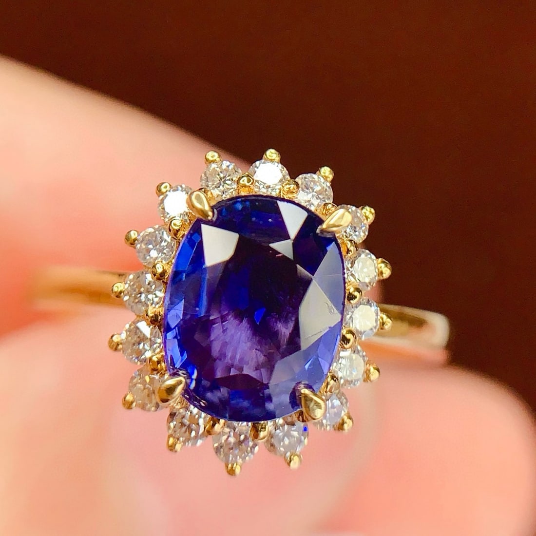 14k Gold 1.8 Ct Natural Sapphire & Diamond Ring - 2