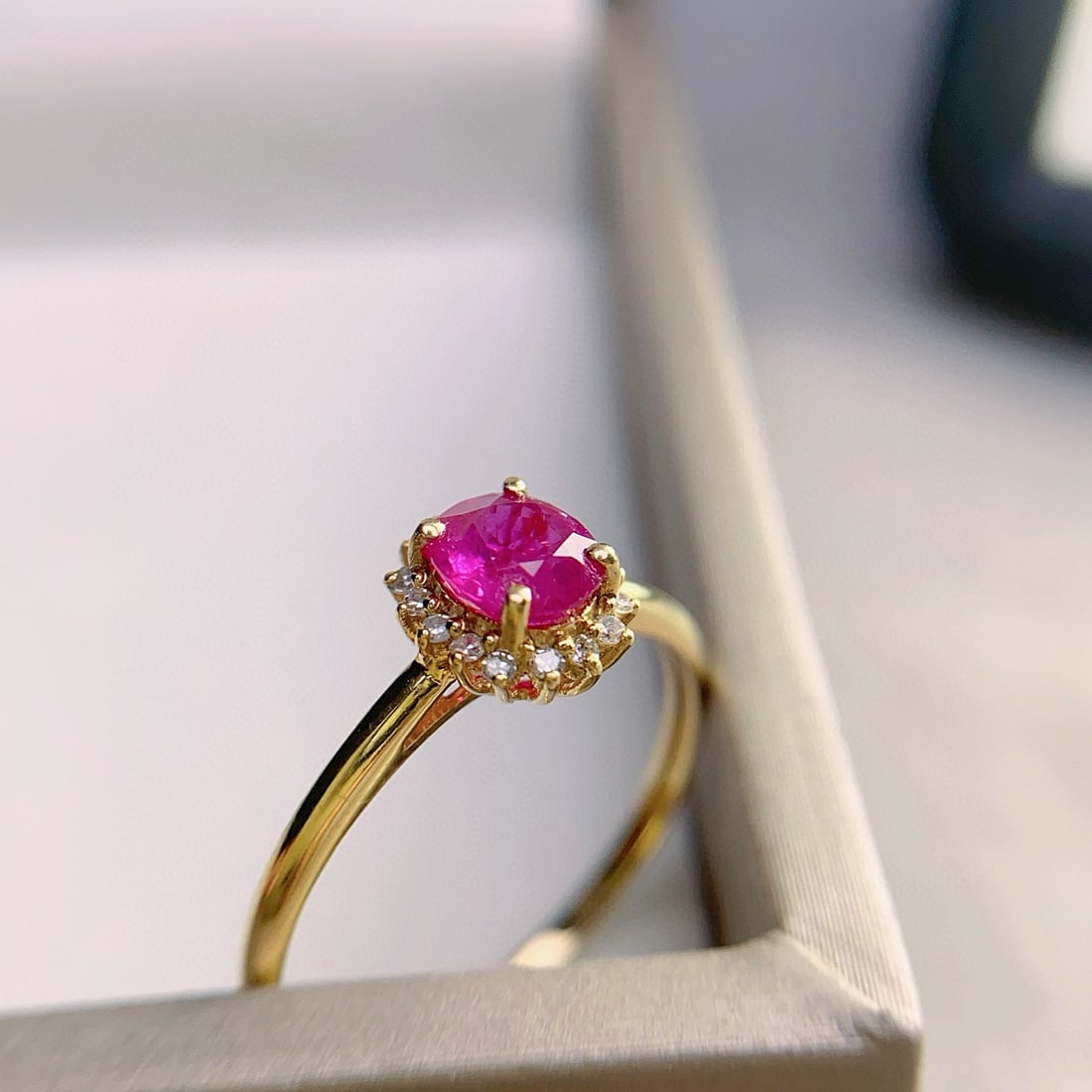 14k Gold 0.73 Ct Natural Ruby & Diamond Ring - 3