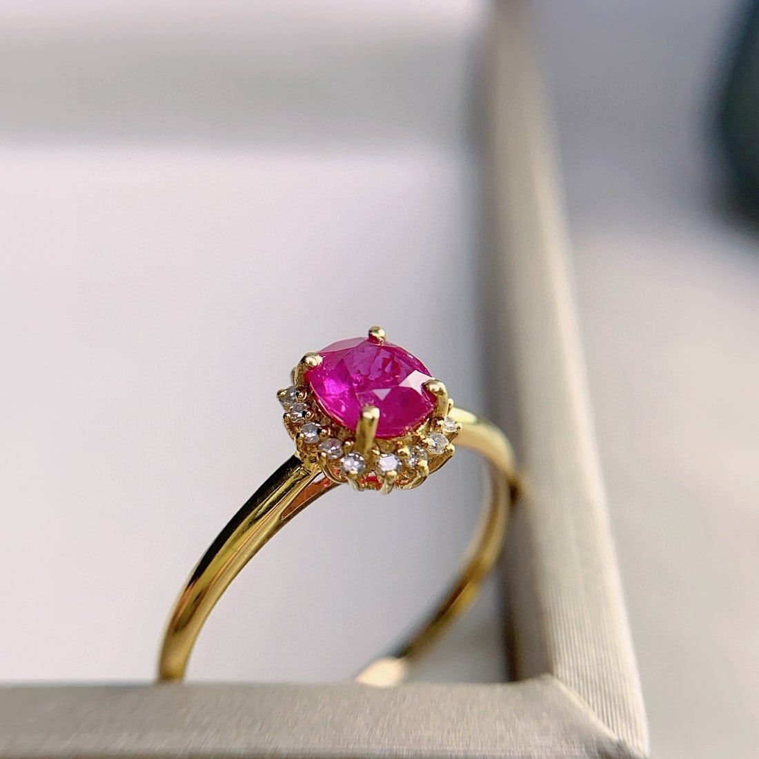 14k Gold 0.73 Ct Natural Ruby & Diamond Ring - 4