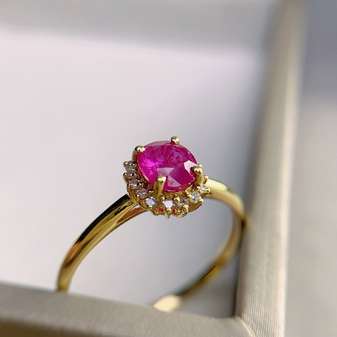 14k Gold 0.73 Ct Natural Ruby & Diamond Ring - 6