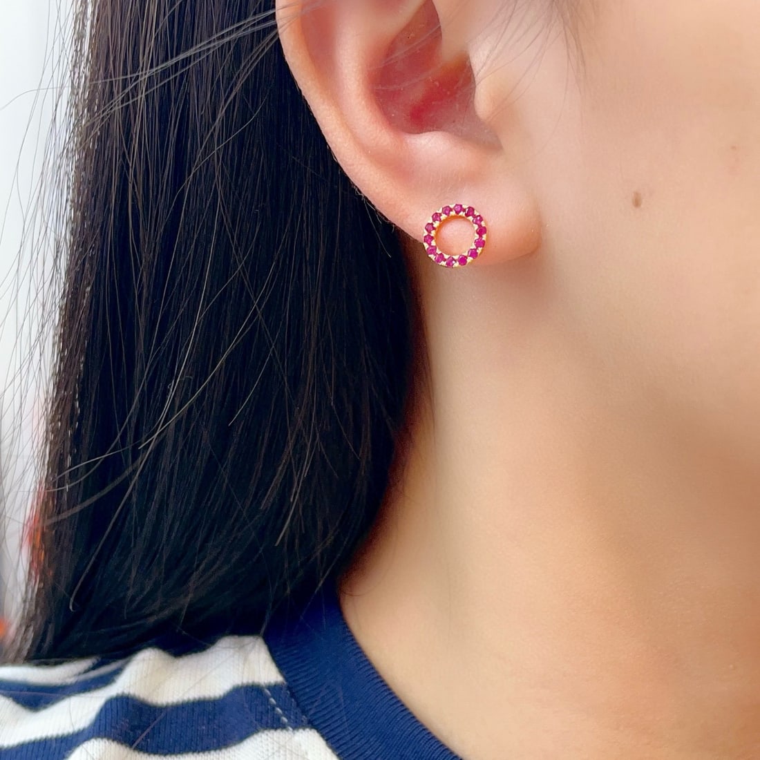 14k Gold 1.0 Ct Natural Ruby Earrings - 5