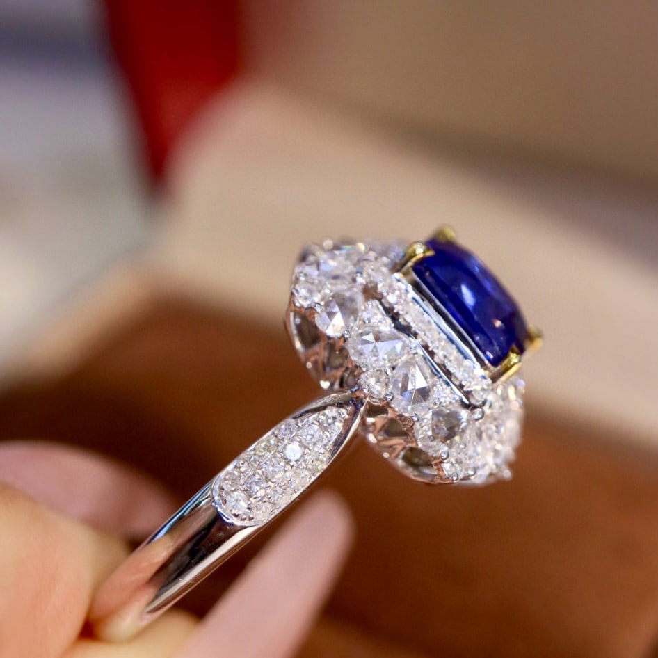 14k Gold 2.34 Ctw Natural Sapphire & Diamond Ring - 4