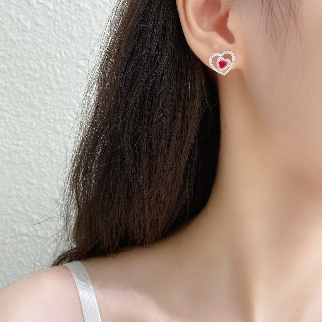 14k Gold 0.9 Ctw Natural Ruby & Diamond Earrings - 2