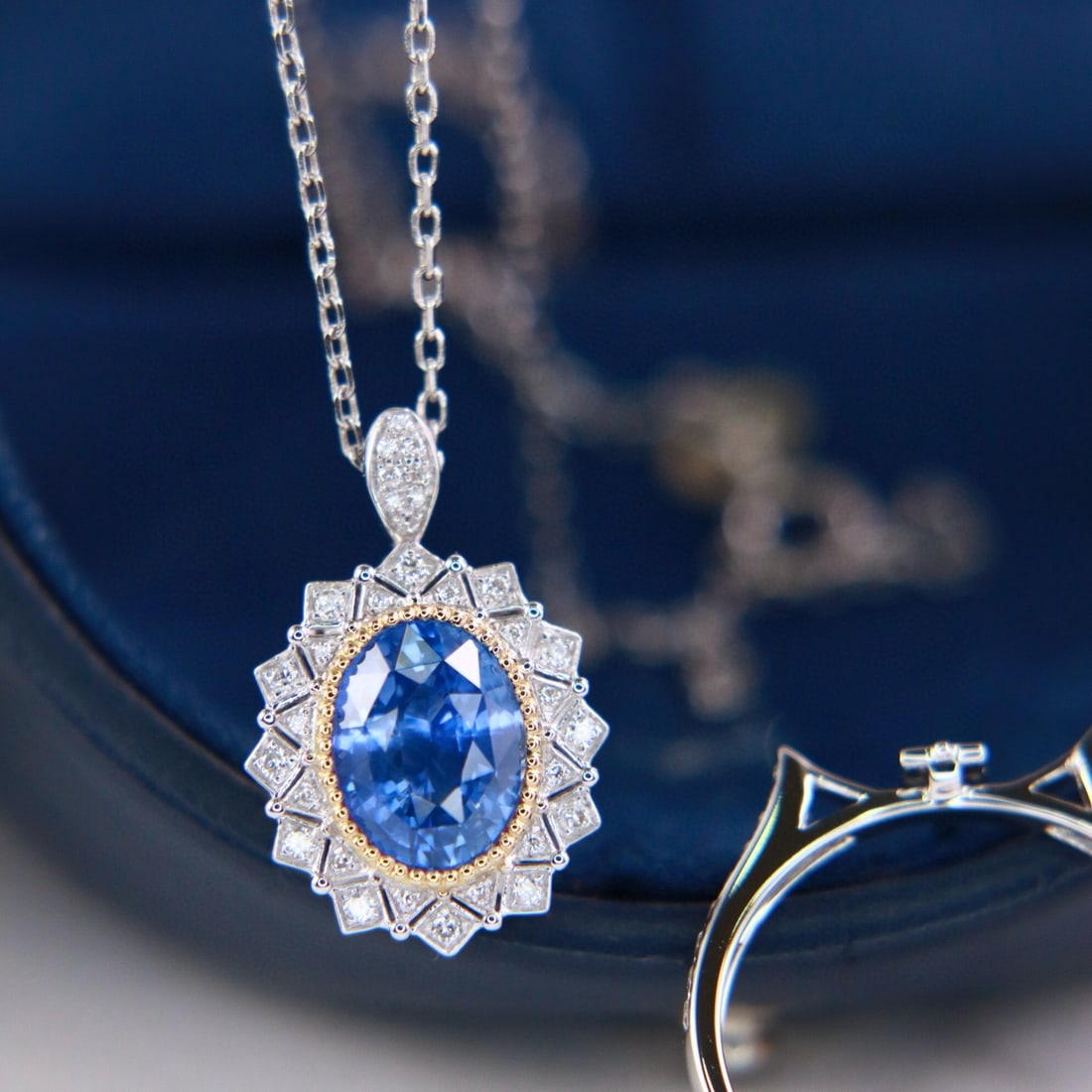 14k Gold 2.73 Ctw Natural Sapphire & Diamond Ring/pendant( Without Chain ) - 5