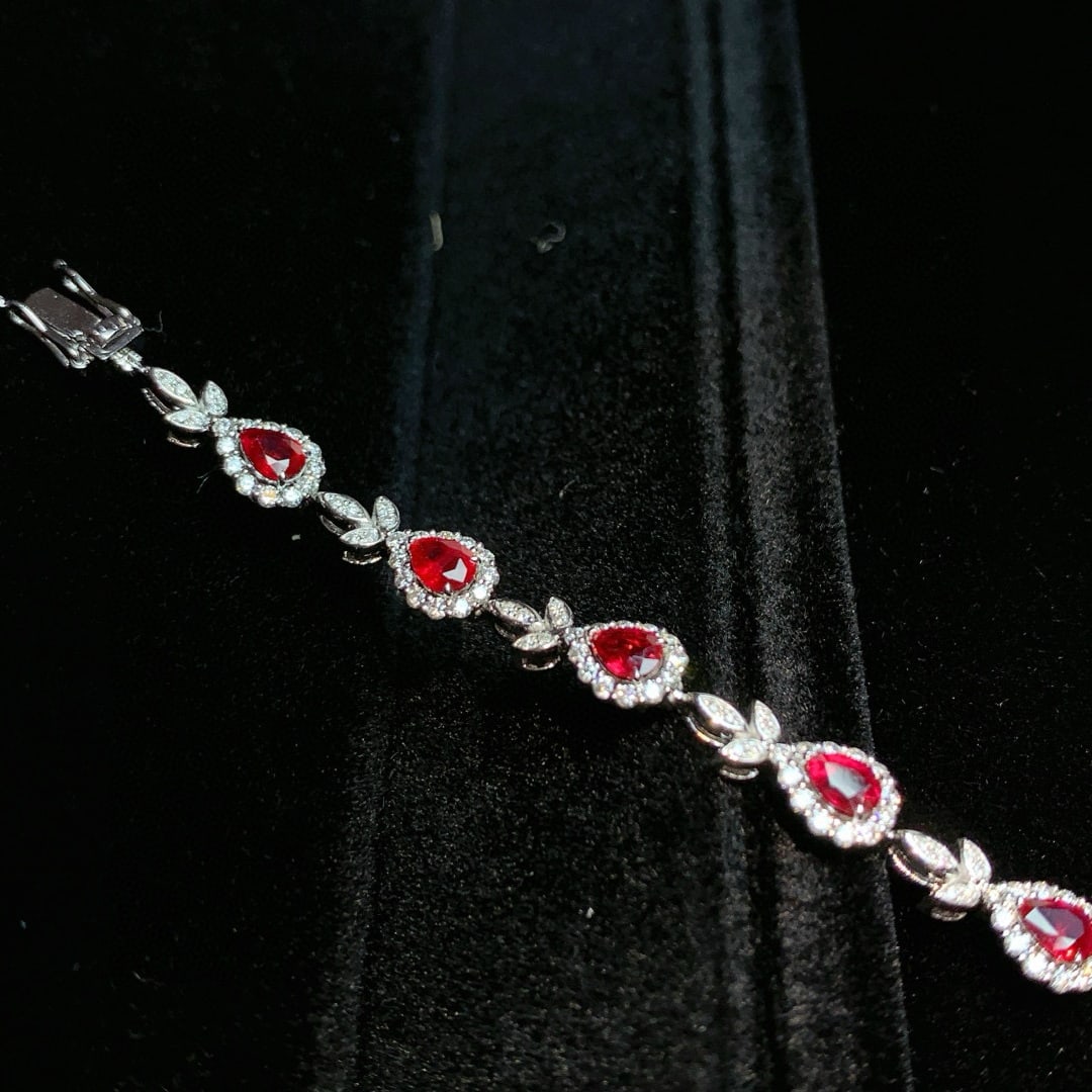 14k Gold 5.08 Ctw Natural Ruby & Diamond Bracelet - 3