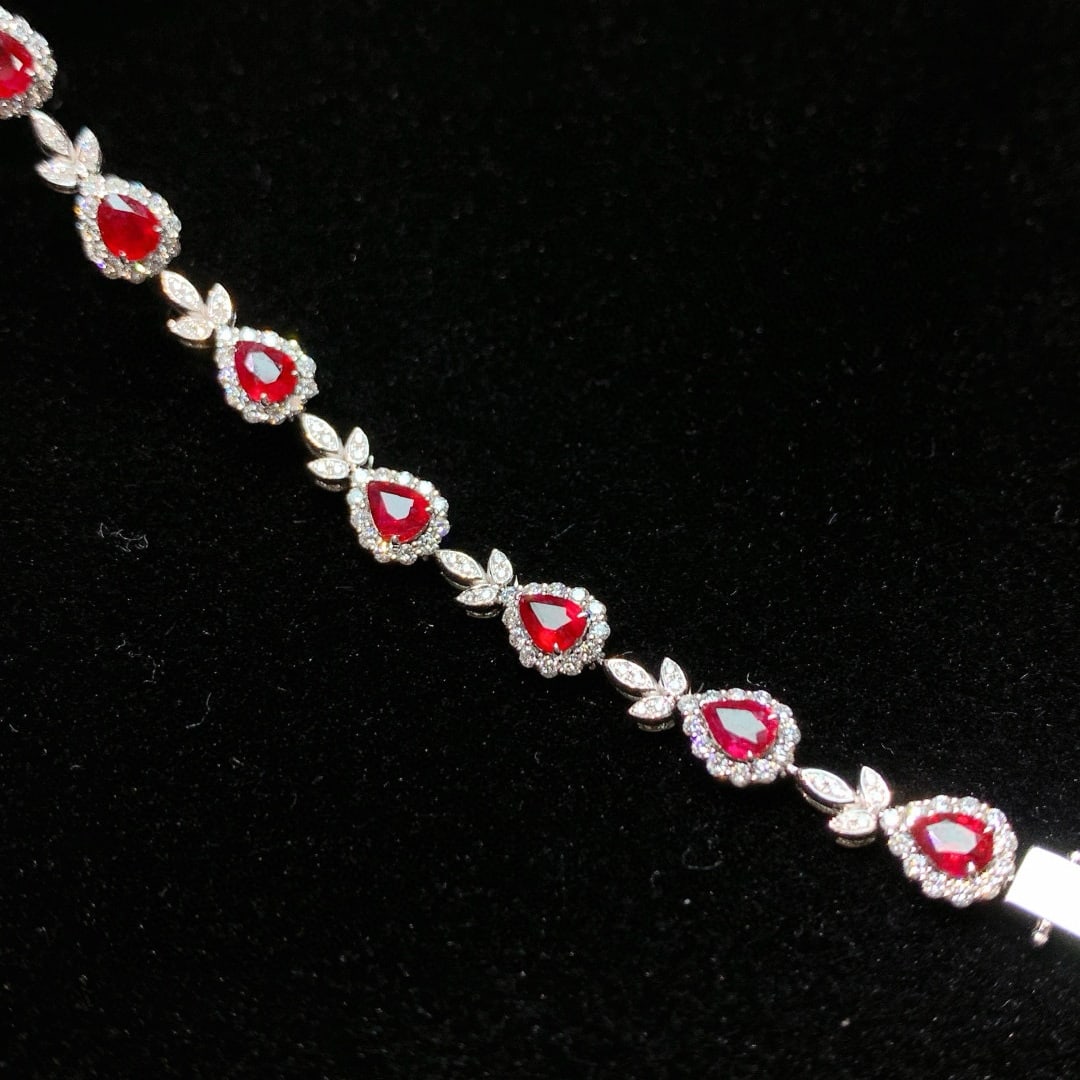 14k Gold 5.08 Ctw Natural Ruby & Diamond Bracelet - 4
