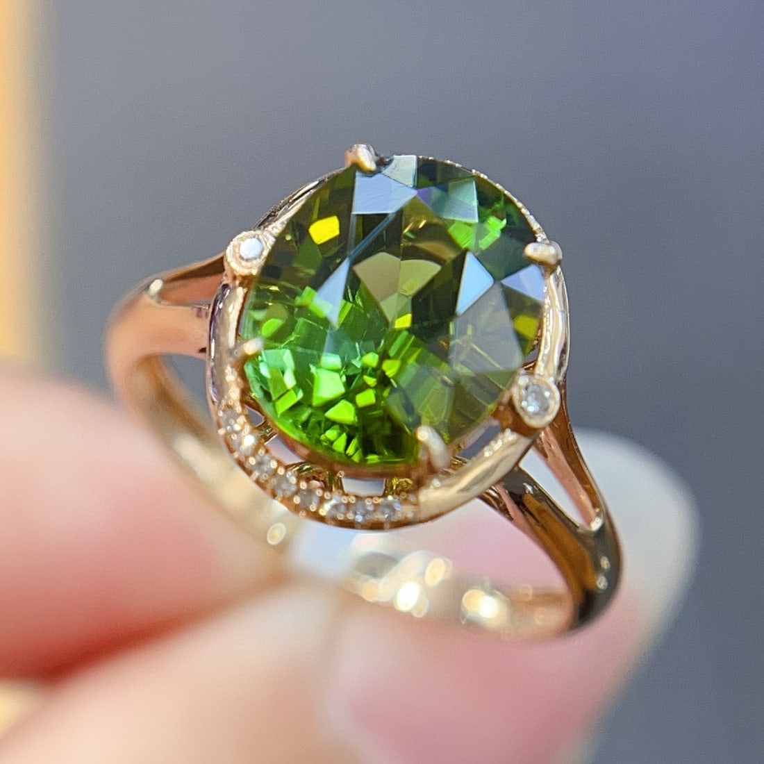 14k Gold 3 Ct Natural Tourmaline & Diamond Ring - 3